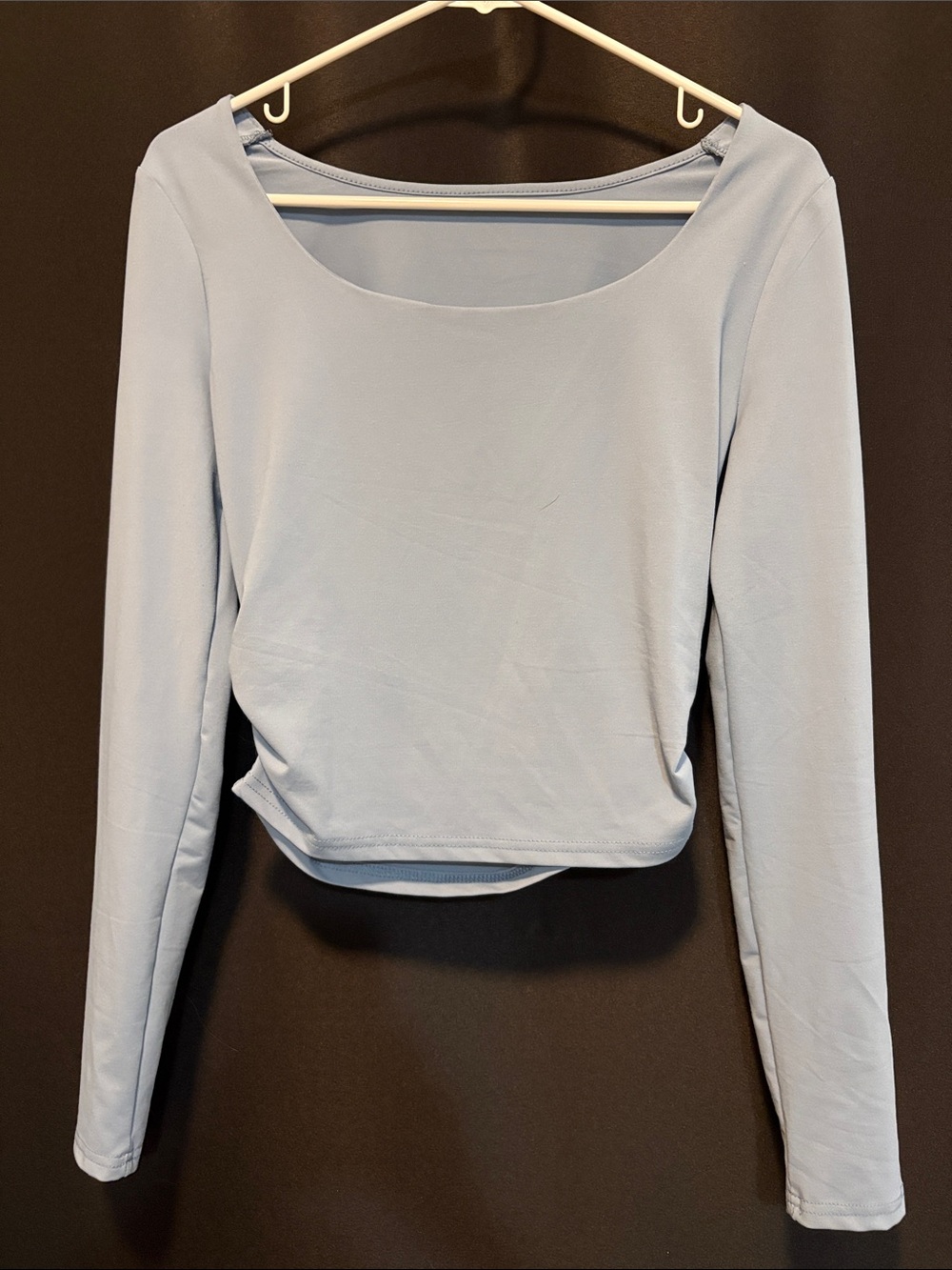 Scoop Neck Long Sleeve Top in Light Blue